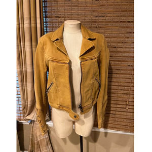FREE PEOPLE Vintage Distressed Jacket Jean Jacket Lace Up Sleeves size M NWOT